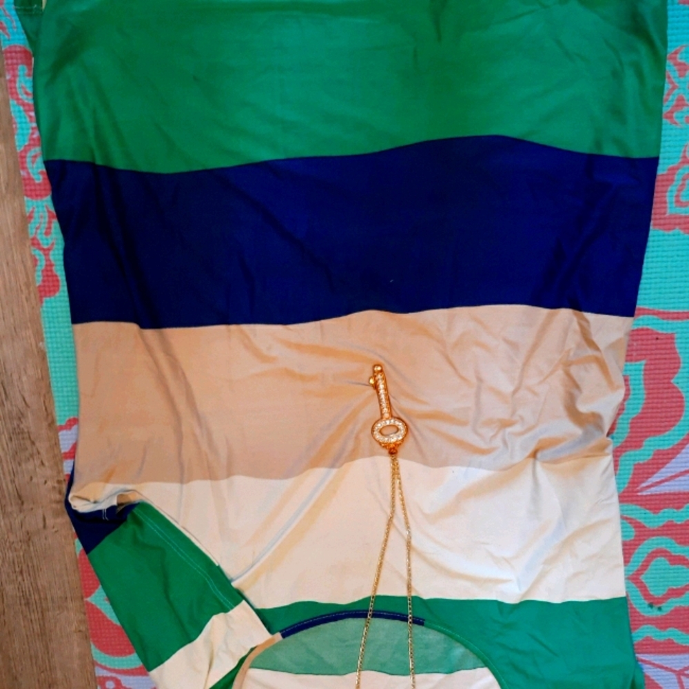 Striped Casual Top w/ chain